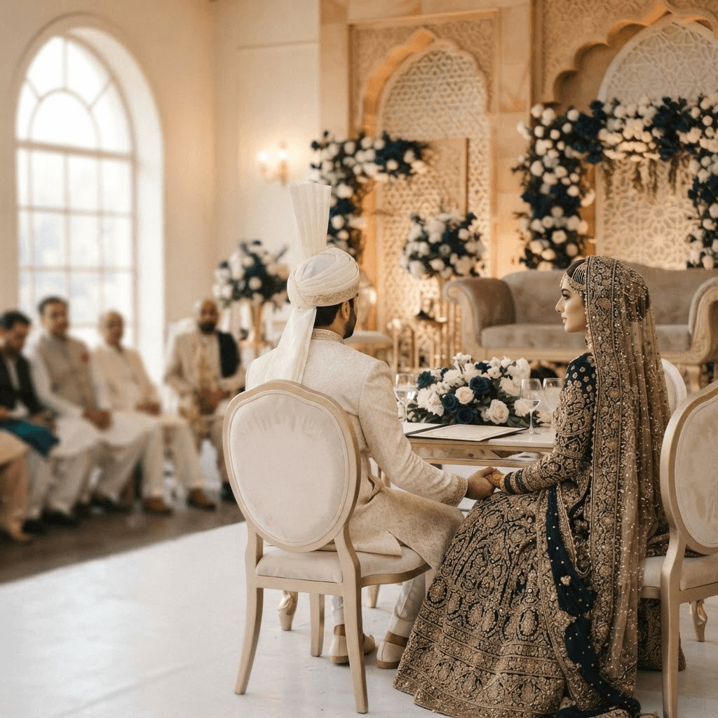 A quiet Nikah ceremony setting