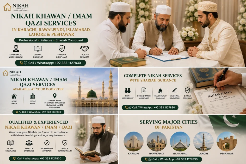 Nikah Khawan services available in Karachi Rawalpindi Islamabad Lahore and Peshawar